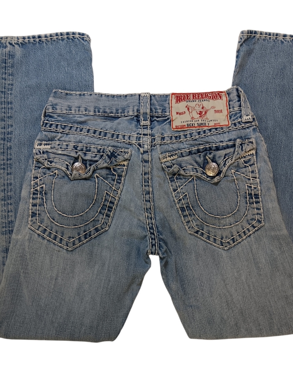 Y2k True Religion Ricky Super T Big Stitch Light Wash Bootcut Jeans - 31x31